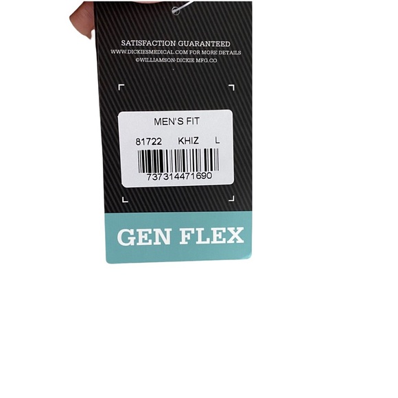 DICKIES Scrub Gen Flex Men's V-Neck Medical Top In Dark Khaki Size Large - Picture 10 of 12